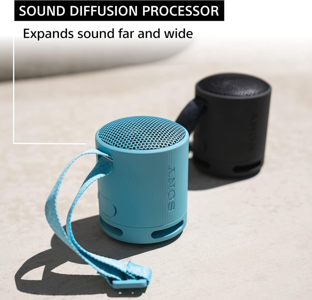 Sony SRS-XB100 Wireless Bluetooth Portable Lightweight Super-Compact Travel Speaker, Durable IP67 Waterproof & Dustproof Shower Speaker, 16 Hour Battery, Versatile Strap, & Hands-free Calling, Black - Image 8