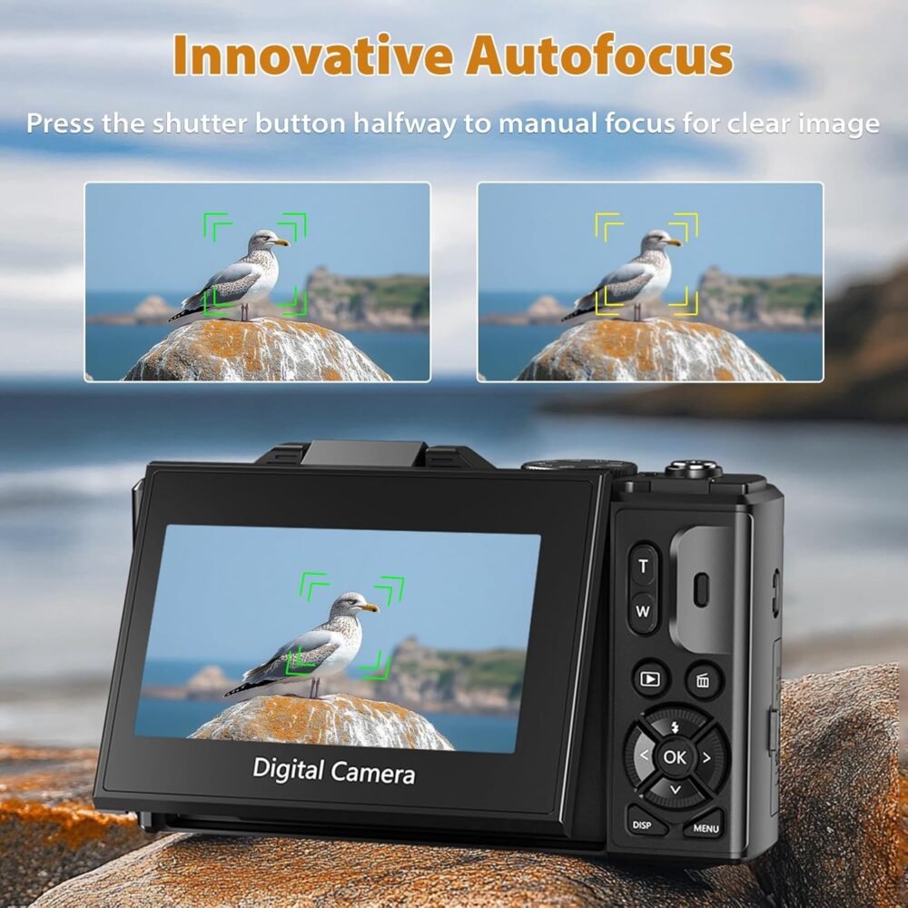 Cameras for Photography, 4K 64MP Digital Vlogging Camera for YouTube with 3" 180° Flip Screen, Compact WiFi Camera with 18X Digital Zoom, 32GB Micro SD Card & 2 Batteries - Image 4