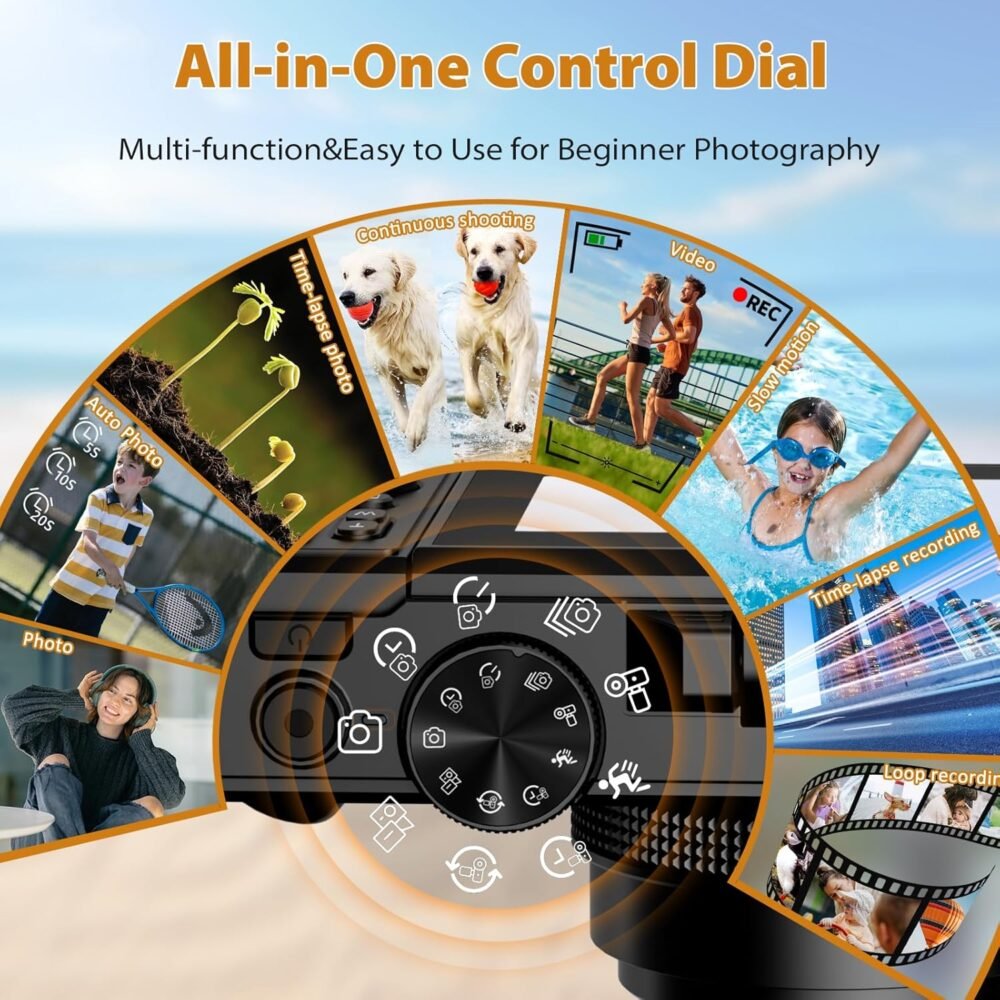 Cameras for Photography, 4K 64MP Digital Vlogging Camera for YouTube with 3" 180° Flip Screen, Compact WiFi Camera with 18X Digital Zoom, 32GB Micro SD Card & 2 Batteries - Image 6