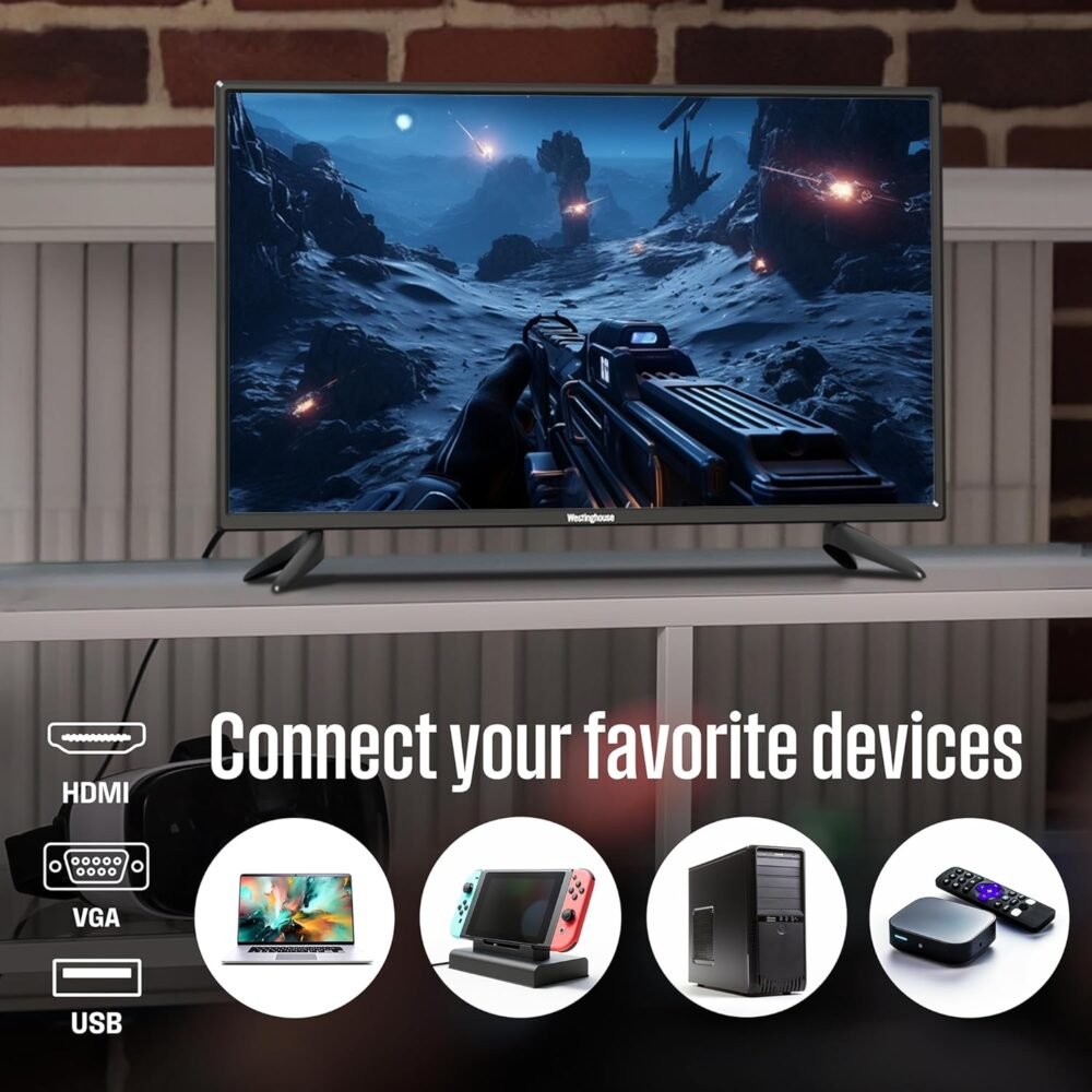 Westinghouse 32 Inch TV, 720p HD LED Small Flat Screen Non-Smart Television with HDMI, USB, VGA, & V-Chip Parental Controls, Monitor for Home, Kitchen, RV Camper, or Office - Image 6