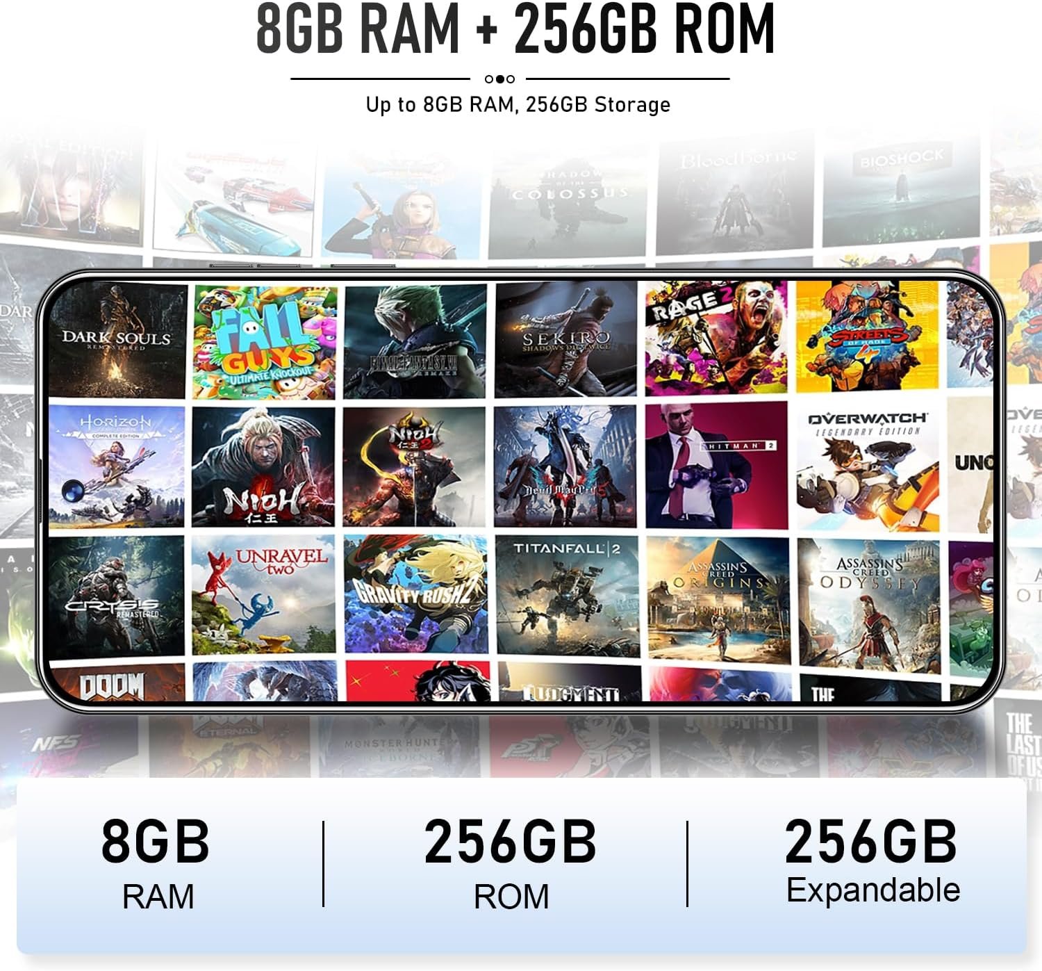 K70 Unlocked Cell Phones 5G 2024 Android 13 Android Phones 8GB+256GB/8-Core Mobile Phones 6.7" HD Screen 24MP+50MP Camera 6200mAh Battery Standby 5G Dual SIM Smartphones(Black) - Image 4