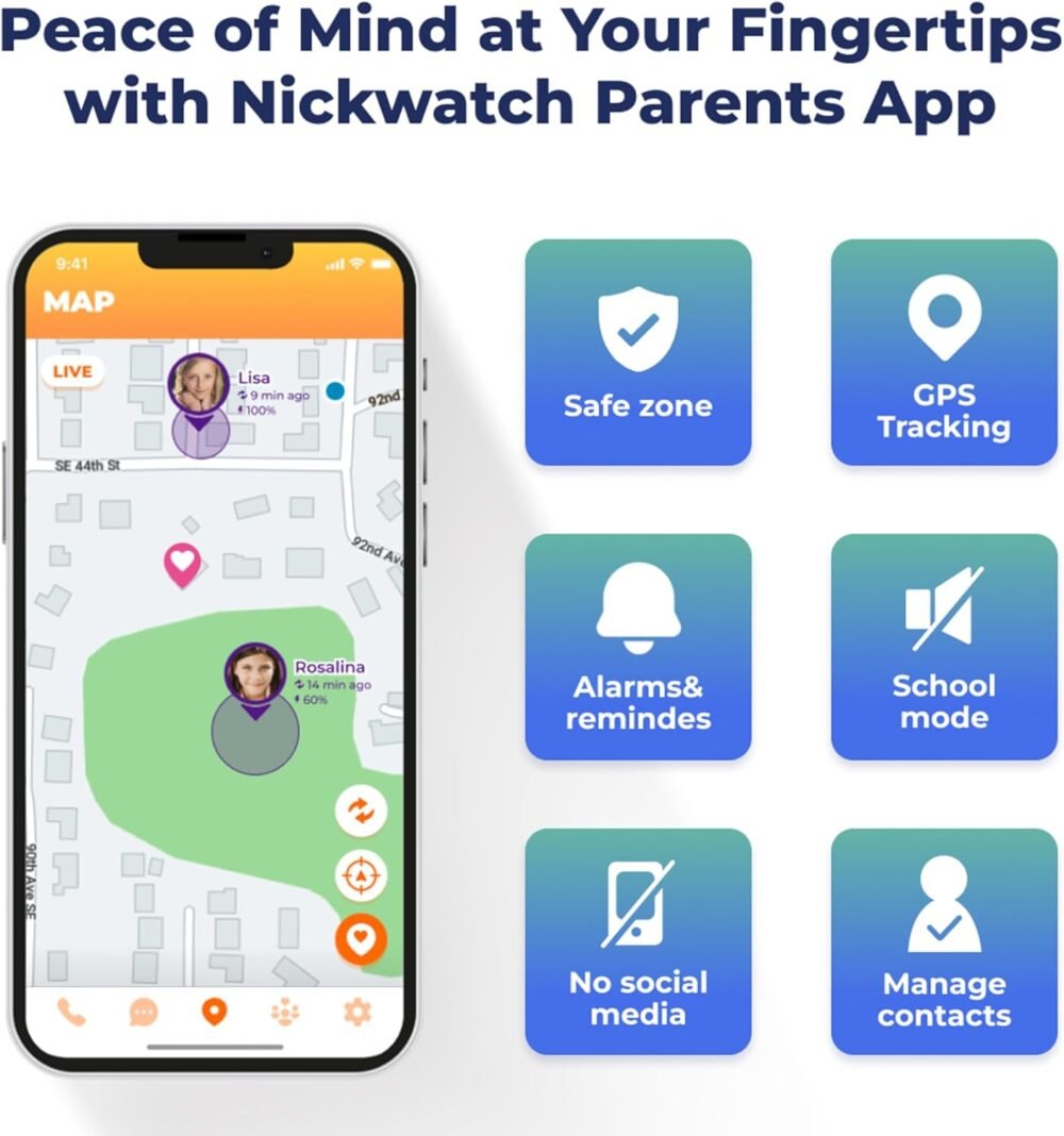 Kids Smart Watch with GPS Tracker, SOS, & Parental Controls Smartwatch, Kid Phone Call and Text, Boys & Girls, 4G Smart Watch for Kids Requires Data Plan-First Month Free - Image 5