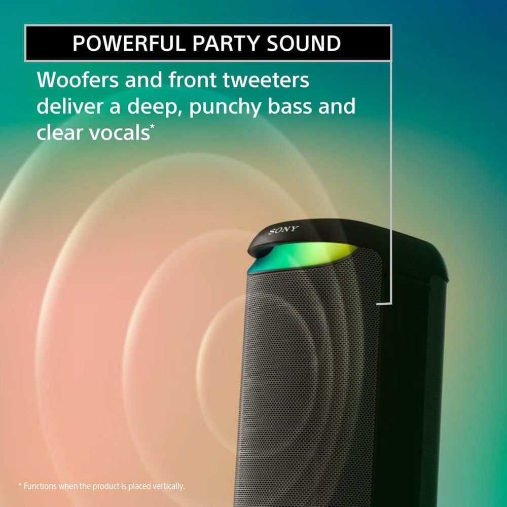 Sony SRS-XV500 Portable Bluetooth Karaoke Party Speaker & Karaoke Machine, 25-Hour Battery, Splash Resistant, Ambient Lights - Image 3