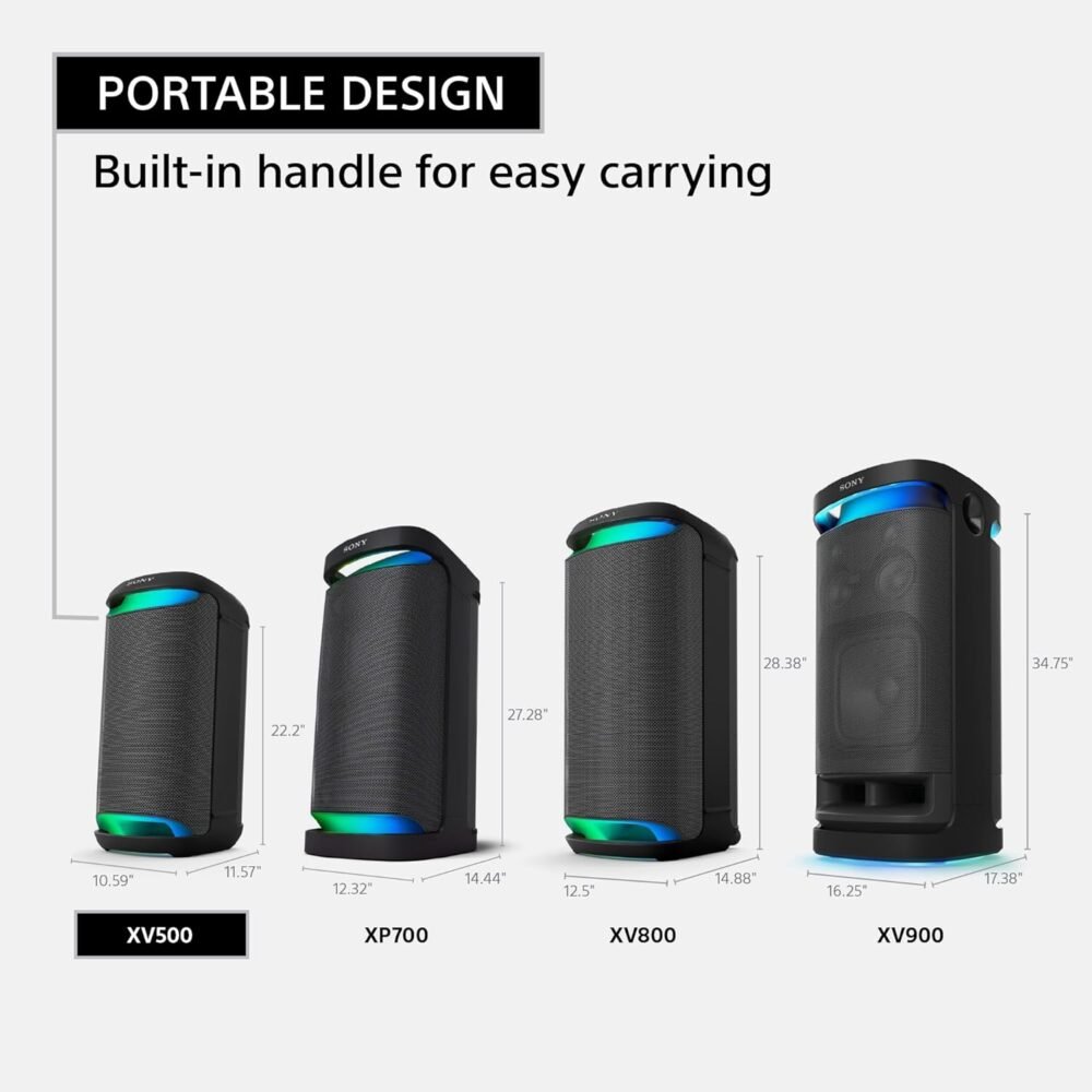 Sony SRS-XV500 Portable Bluetooth Karaoke Party Speaker & Karaoke Machine, 25-Hour Battery, Splash Resistant, Ambient Lights - Image 7