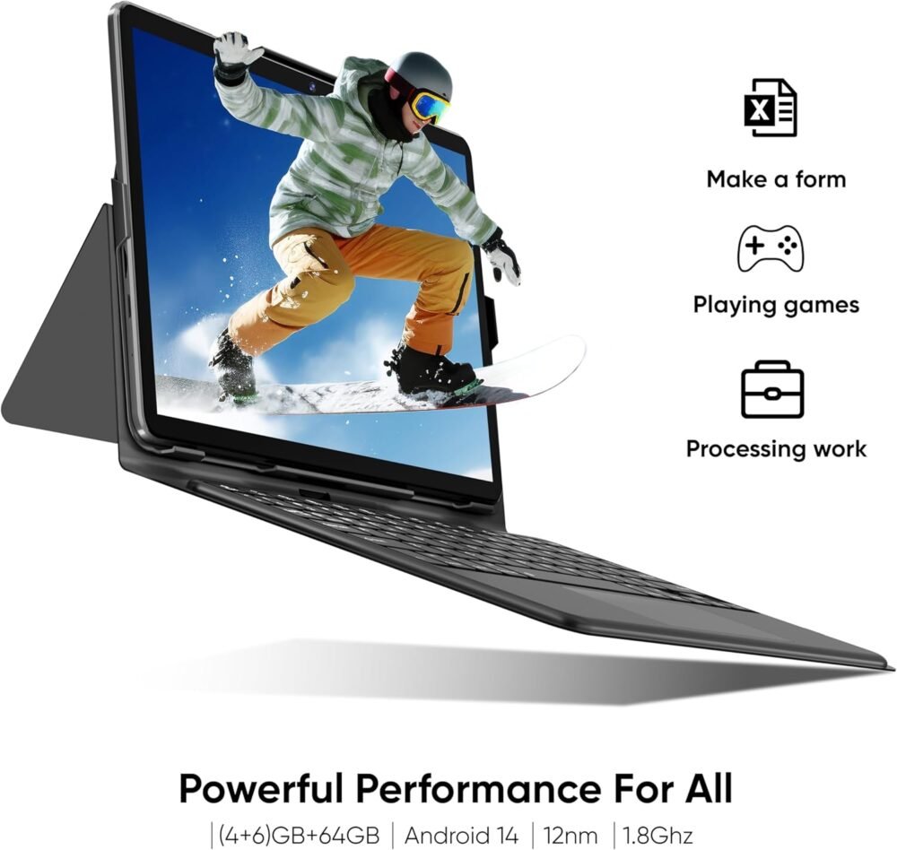 Tablet Android Tablets 64GB+10(4+6 Expand)GB 512GB Expandable, Octa-Core Tablet with WiFi, 8000mAh Battery, 10.1 inch Tablet with 800MP Camera, Tablet with Keyboard Case, Stylus, Bluetooth (Black) - Image 3