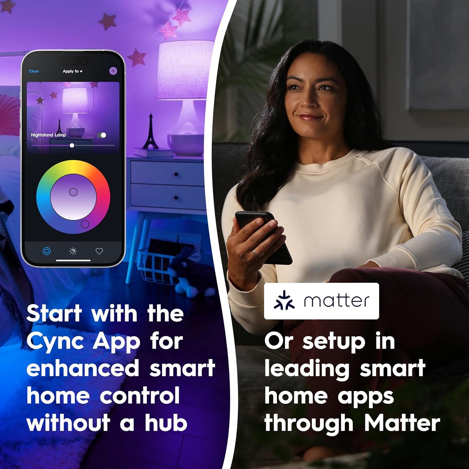 GE Cync Smart LED Light Bulbs, Color Changing Decorative Light Bulbs, Indoor WiFi Lights, Matter Compatible, Compatible with Alexa and Google Home, Candelabra Base (3 Pack) - Image 8