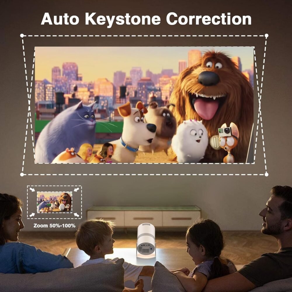 [Built-in -Apps] PANSEBA 270°Adjustable Smart Mini Projector with WiFi 6 and Bluetooth, Auto Keystone Outdoor Movie Projector, Big Screen Home Portable Projector for Phone/TV Stick/Laptop/HDMI - Image 6