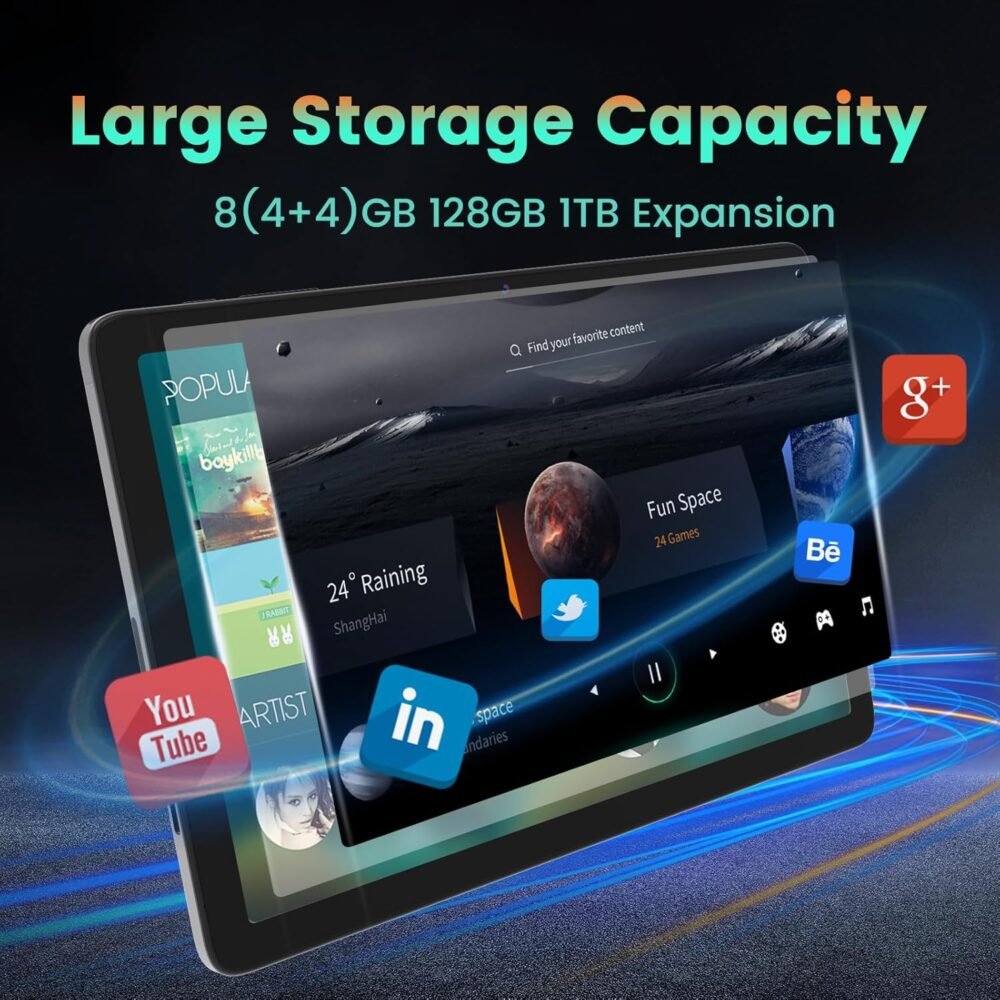 2025 Upgraded Android 14 Tablets, Android 10 inch Tablet PC with Octa-core Processor 8GB RAM 128GB ROM IPS Touchscreen, Wi-Fi 6, BT 5.0, Dual Camera, 6000mAh Battery Powerful Performance Tablet - Image 5