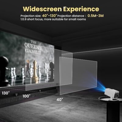 Smart Mini Projector with WiFi and Bluetooth,4k Portable Projector, 180° Rotating Adjustment with Android, Home Videoprojector with Auto Keystone Correction , White - Image 6