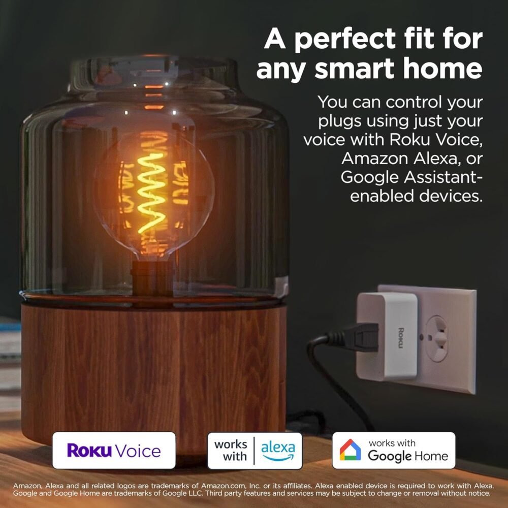 Roku Smart Home Indoor Smart Plug, 2-Pack - WiFi Smart Plugs Works with Alexa & Google Assistant, No Hub Required - Custom Scheduling Timer & Multi-Outlet Sync - Easy-to-Setup Smart Home Products - Image 4