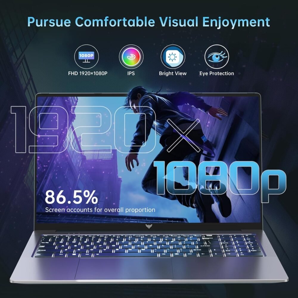 Laptop with AMD Ryzen 7 5700U Processor(Up to 4.3GHZ)，16GB DDR4 512GB SSD, WIFI 6, Bluetooth5.2, Windows 11, Backlit Keyboard,16.1" FHD IPS Display, 2025 Portable Laptops Computer for Student Office - Image 6