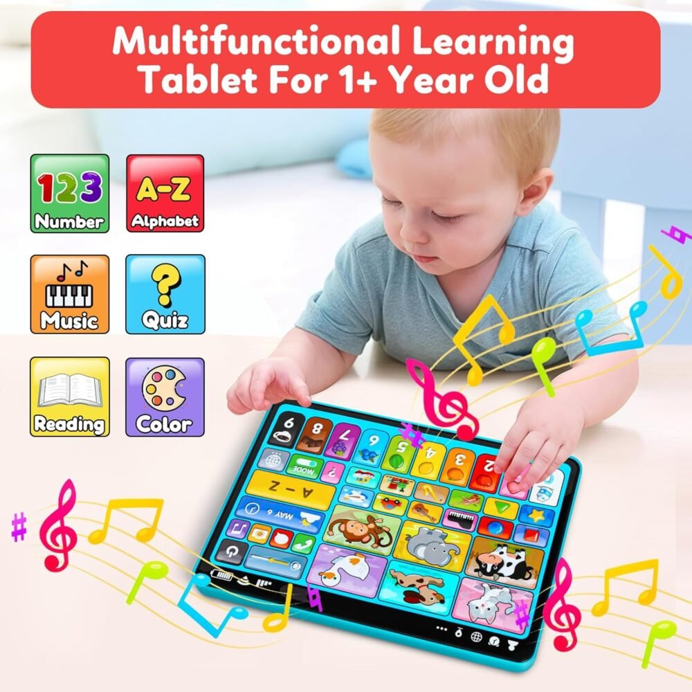 Learning Tablet for Toddlers 1-3 Trilingual Learning Toys with Music & Sound, Montessori Speech Therapy Toys for 1 Year Old Boy Girl Musical Baby Toys 12-18 Months Toddler Toys Age 1-2 2-3 Gifts - Image 3