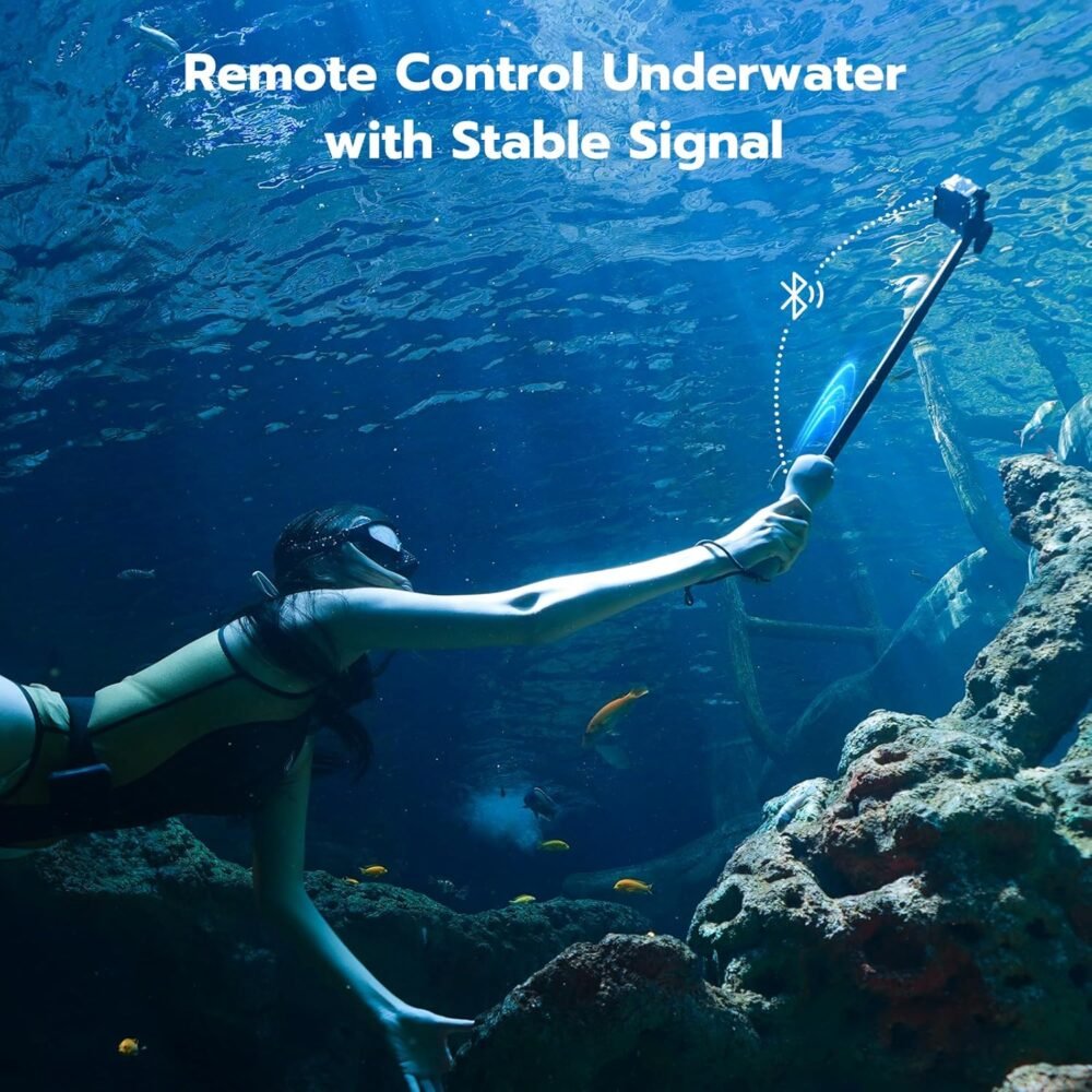 TELESIN° 33inch Underwater Selfie Stick, with Bluetooth Remote Control, Waterproof & Extendable, 1 Hour Charging Time, 21 Hours Shooting for Diving Surfing Snorkeling, for Gopro Hero 12 11 10 9 8 - Image 3