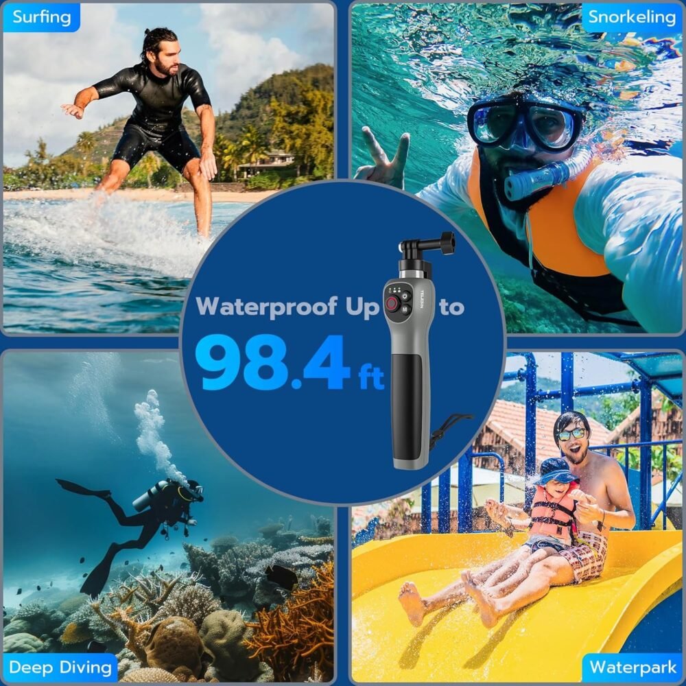 TELESIN° 33inch Underwater Selfie Stick, with Bluetooth Remote Control, Waterproof & Extendable, 1 Hour Charging Time, 21 Hours Shooting for Diving Surfing Snorkeling, for Gopro Hero 12 11 10 9 8 - Image 5