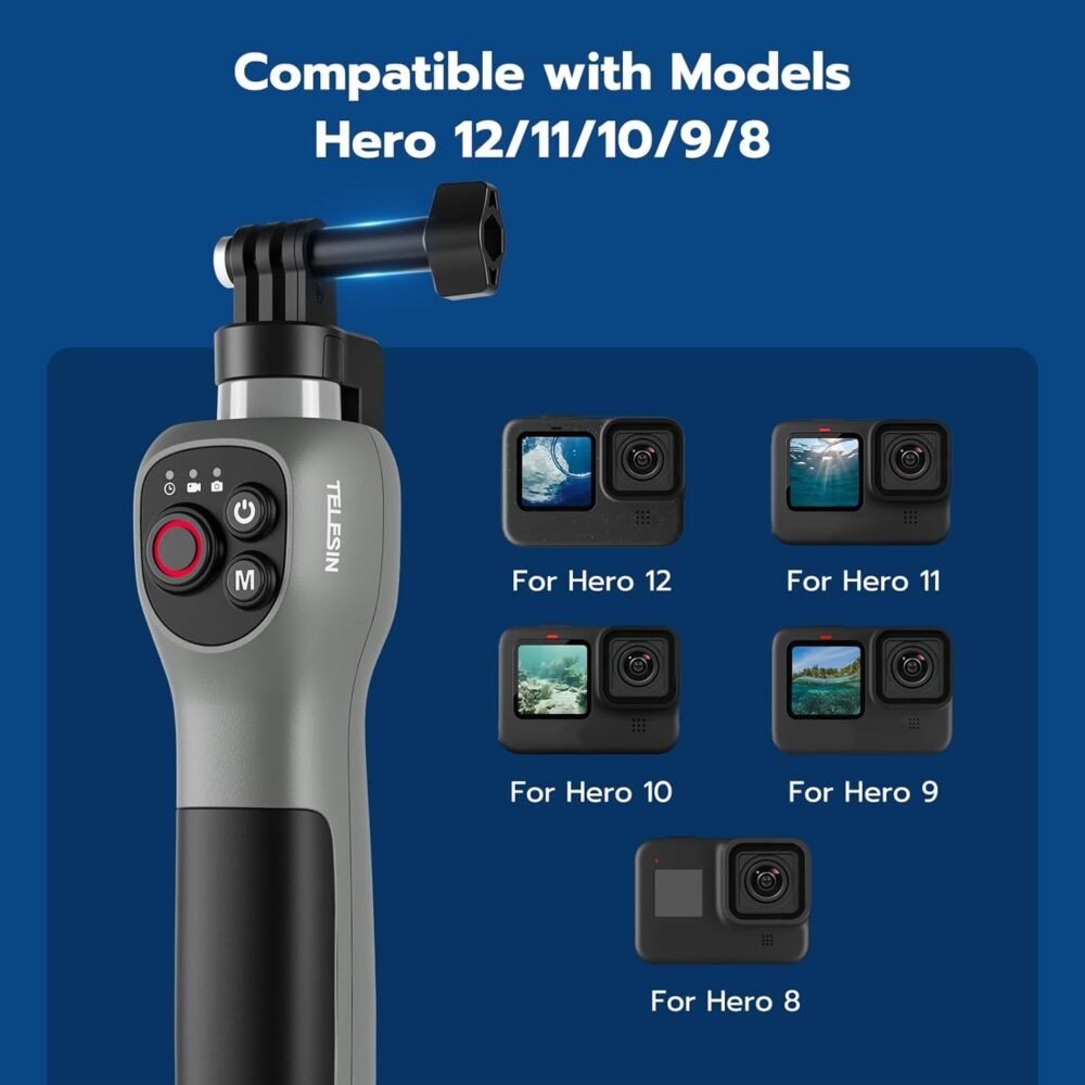 TELESIN° 33inch Underwater Selfie Stick, with Bluetooth Remote Control, Waterproof & Extendable, 1 Hour Charging Time, 21 Hours Shooting for Diving Surfing Snorkeling, for Gopro Hero 12 11 10 9 8 - Image 7