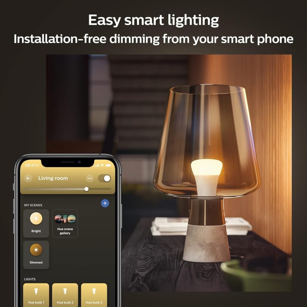 Philips Hue Smart 60W A19 LED Bulb - Soft Warm White Light - 4 Pack - 800LM - E26 - Indoor - Control with Hue App - Works with Alexa, Google Assistant and Apple Homekit - Image 5