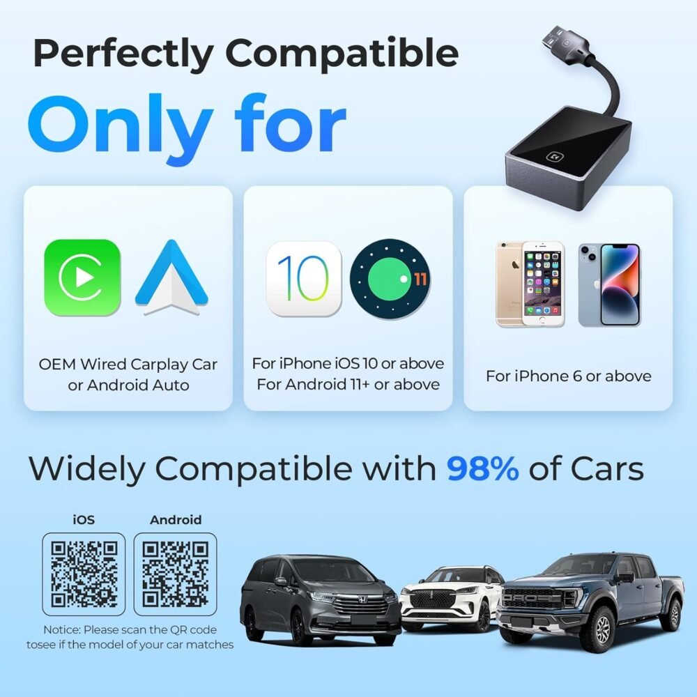 Kello Wireless CarPlay Adapter for Apple CarPlay L3 2-in-1 Apple CarPlay Compatible with iPhone iOS 10+/ Android 11+ (Black) - Image 6