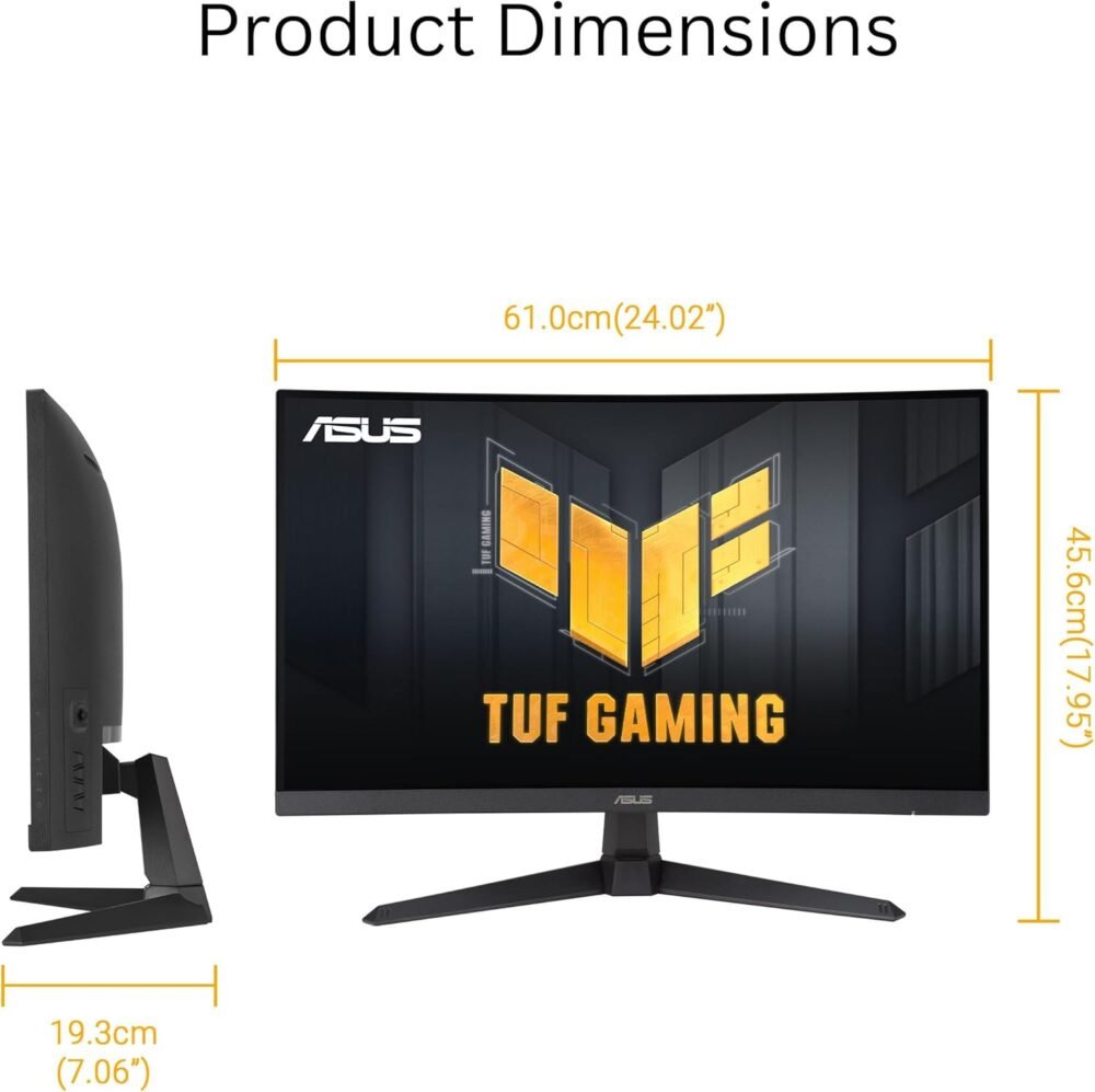 ASUS TUF Gaming 27” 1080P Curved Monitor (VG27VQM1B) – Full HD, 1500R, 280Hz, 1ms, Extreme Low Motion Blur, FreeSync Premium, Shadow Boost, Eye Care, 90% DCI-P3, DisplayWidget Center, 3 yr Warranty - Image 8