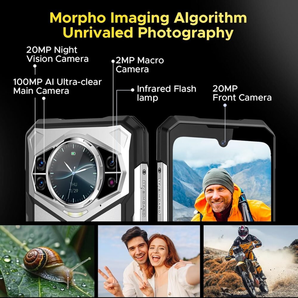 DOOGEE S200 Rugged Smartphone 5G Unlocked, 256GB+32GB Rugged Phone with 1.32" Rear Screen, 10100mAh Battery, Android 14,100MP+20MP Night Vision Camera, 6.72", 120Hz, NFC, 5G Dual SIM - Image 10