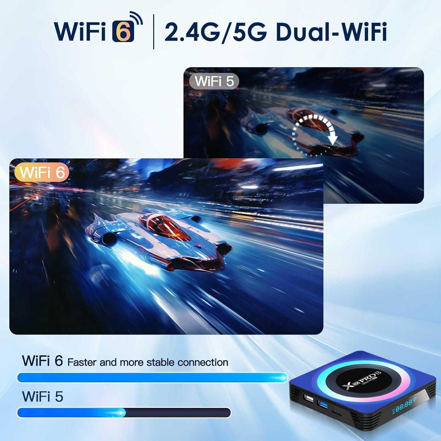 Android TV Box 2025, Android Box 13.0 4GB RAM 64GB ROM WiFi 6 8K 6K 4K, X88PRO 13 TV Box 6K RK3528 Quad-Core 2.4G/5G Dual-WiFi Bluetooth 5.0 USB 3.0 100M Ethernet Smart Box for TV - Image 6