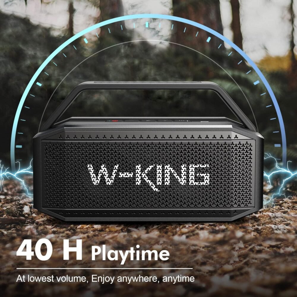 W-KING Portable Speakers Bluetooth Wireless Loud, 100W Max Waterproof Outdoor Bluetooth Speaker Big Party Large Boombox Subwoofer*2, 60W Exlarge All-Round Bass Passive Radiator/40H/PowerBank/TF/AUX/EQ - Image 8