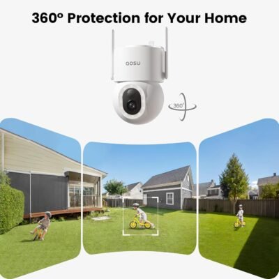 AOSU Security Cameras Wireless Outdoor - 3K/5MP Solar Powered 400-Lumen Floodlight Camera, 360° Pan/Tilt Surveillance, Night Vision, 2.4G WiFi Camera, Auto Tracking, AI Human/Vehicle/Pet Detection - Image 4