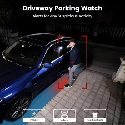 AOSU Security Cameras Wireless Outdoor - 3K/5MP Solar Powered 400-Lumen Floodlight Camera, 360° Pan/Tilt Surveillance, Night Vision, 2.4G WiFi Camera, Auto Tracking, AI Human/Vehicle/Pet Detection - Image 6