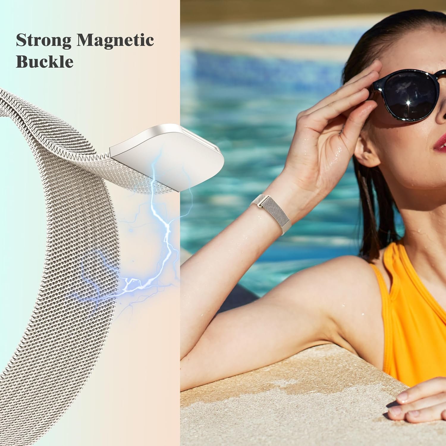 2 Pack Slim Stainless Steel Band & Milanese Mesh Strap Compatible with Apple Watch Band 38mm 40mm 41mm 42mm(s10), Thin Metal Replacement Bands for iWatch Series SE 10 9 8 7 6 5 4 3 2 1 - Image 5