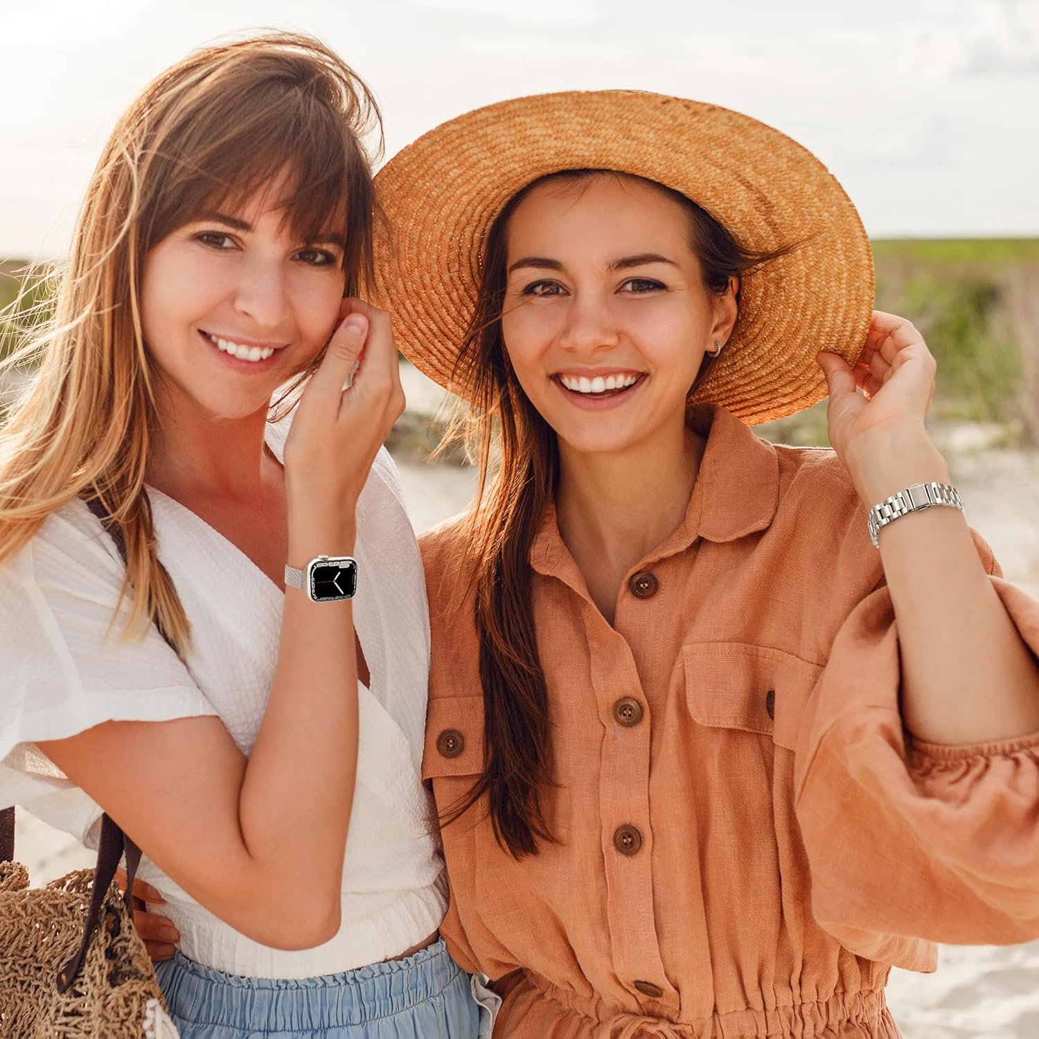 2 Pack Slim Stainless Steel Band & Milanese Mesh Strap Compatible with Apple Watch Band 38mm 40mm 41mm 42mm(s10), Thin Metal Replacement Bands for iWatch Series SE 10 9 8 7 6 5 4 3 2 1 - Image 8