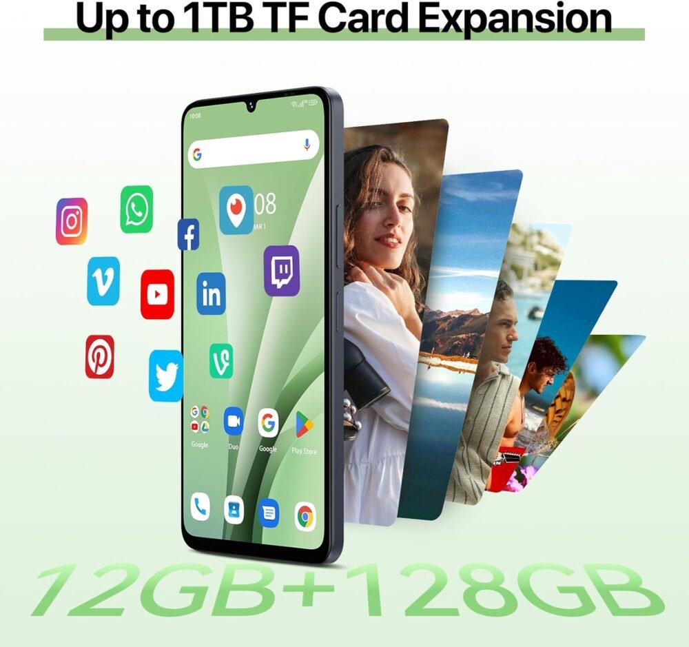 UMIDIGI G9C Android 14 Unlocked Cellphone,Octa-core 12GB +128GB Expand 1TB Unlocked Smartphone,6.75" HD+ 90Hz,5000mAh Battery,50MP Camera,GPS,BT 5.4,NFC,AI Face Unlock,Warranty,Black - Image 4
