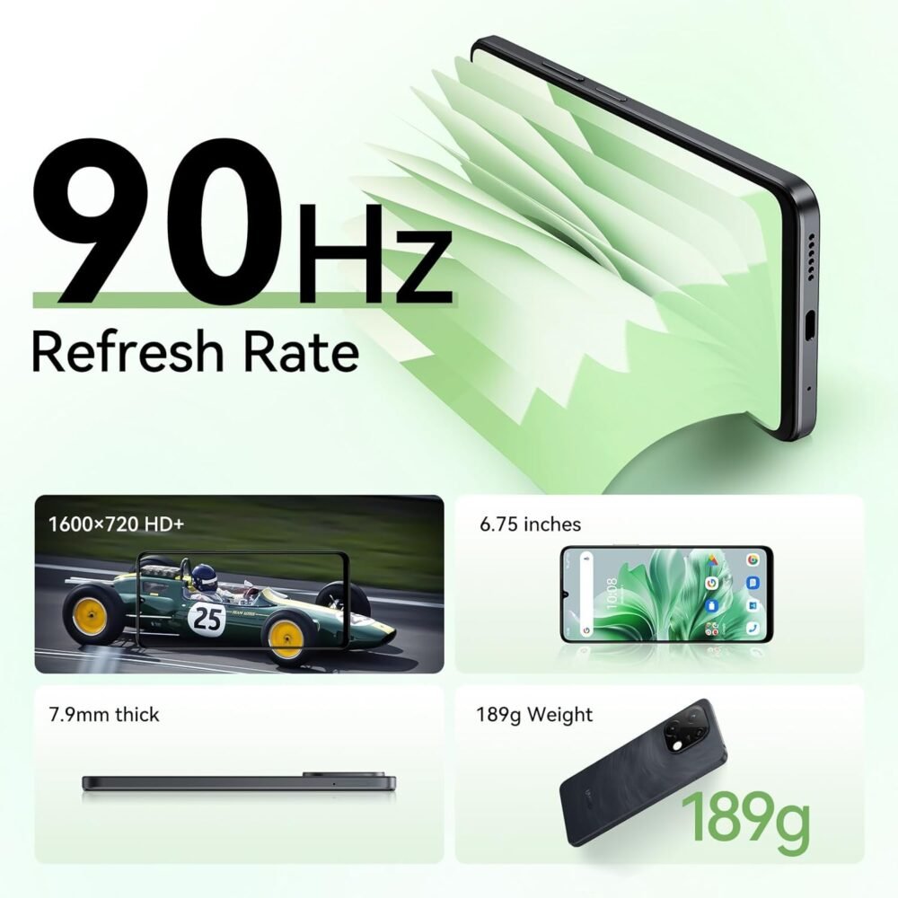UMIDIGI G9C Android 14 Unlocked Cellphone,Octa-core 12GB +128GB Expand 1TB Unlocked Smartphone,6.75" HD+ 90Hz,5000mAh Battery,50MP Camera,GPS,BT 5.4,NFC,AI Face Unlock,Warranty,Black - Image 5
