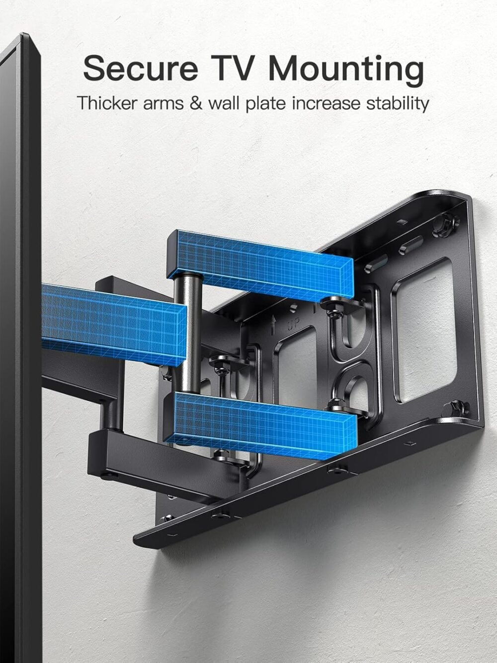 Pipishell TV Wall Mount for 26-65 inch LED LCD OLED 4K TVs up to 99lbs, Full Motion TV Mount Bracket Articulating Swivel Extension Tilting Leveling Max VESA 400x400mm, Fits 12/16 Inch Wood Studs - Image 3