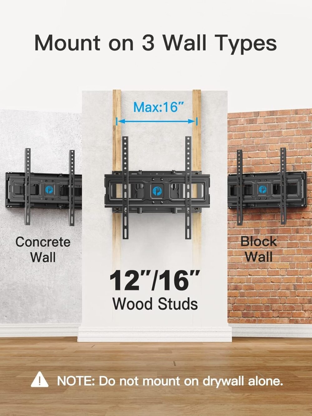 Pipishell TV Wall Mount for 26-65 inch LED LCD OLED 4K TVs up to 99lbs, Full Motion TV Mount Bracket Articulating Swivel Extension Tilting Leveling Max VESA 400x400mm, Fits 12/16 Inch Wood Studs - Image 5