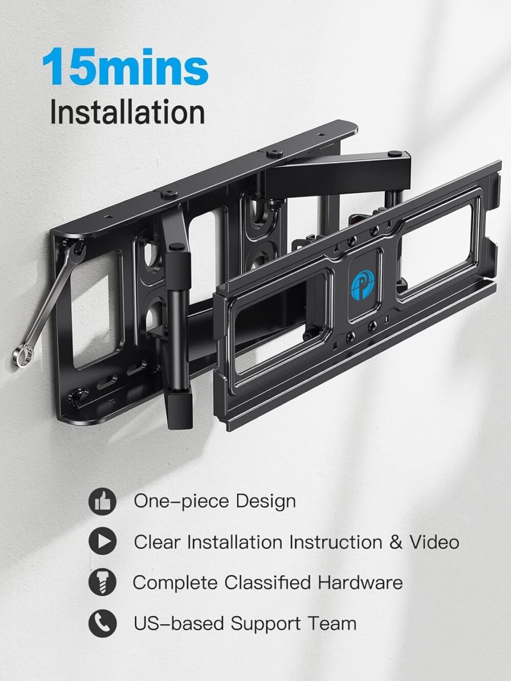 Pipishell TV Wall Mount for 26-65 inch LED LCD OLED 4K TVs up to 99lbs, Full Motion TV Mount Bracket Articulating Swivel Extension Tilting Leveling Max VESA 400x400mm, Fits 12/16 Inch Wood Studs - Image 6
