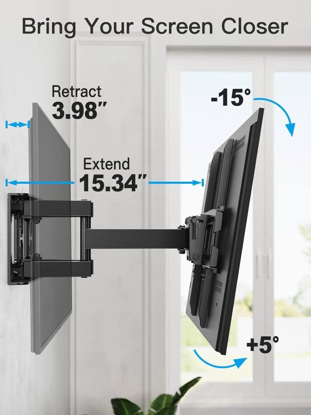 Pipishell TV Wall Mount for 26-65 inch LED LCD OLED 4K TVs up to 99lbs, Full Motion TV Mount Bracket Articulating Swivel Extension Tilting Leveling Max VESA 400x400mm, Fits 12/16 Inch Wood Studs - Image 9