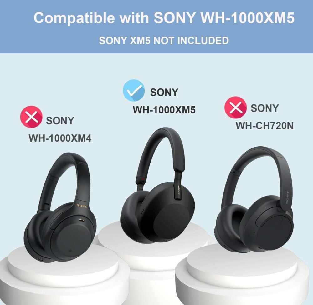 Silicone Skin Cover Compatible with Sony WH-1000XM5 Wireless Headphones, Scratch Protection Case for Sony XM5, Ear Cups Case Cover, Headset Speakers Protector - Image 3