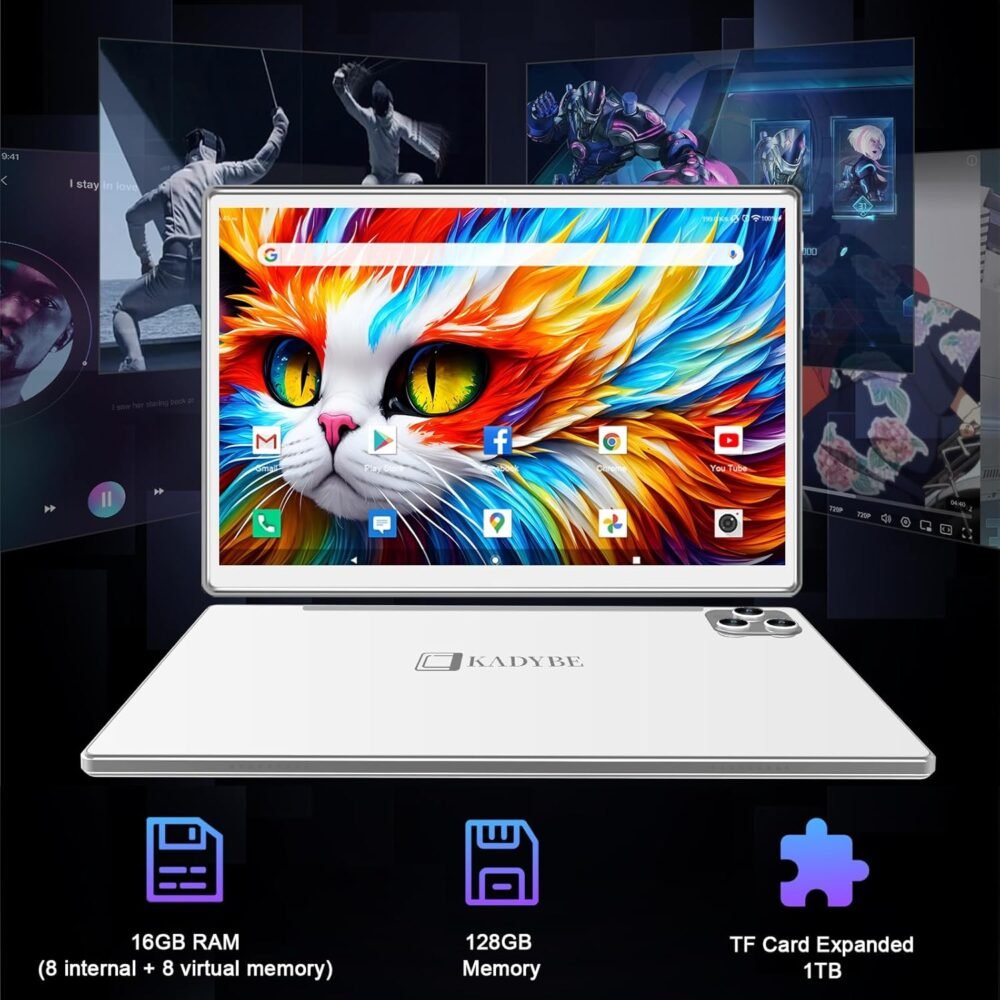 2025 Latest Tablet Android 13 Tablets 10 Inch, Tablet 128GB ROM+16GB RAM (8+8 Virtual), 2 In 1 Tablet with keyboard, Powerful Octa-Core+13MP Camera, 1TB TF Expandable, FHD IPS Display WiFi Tablet PC - Image 4