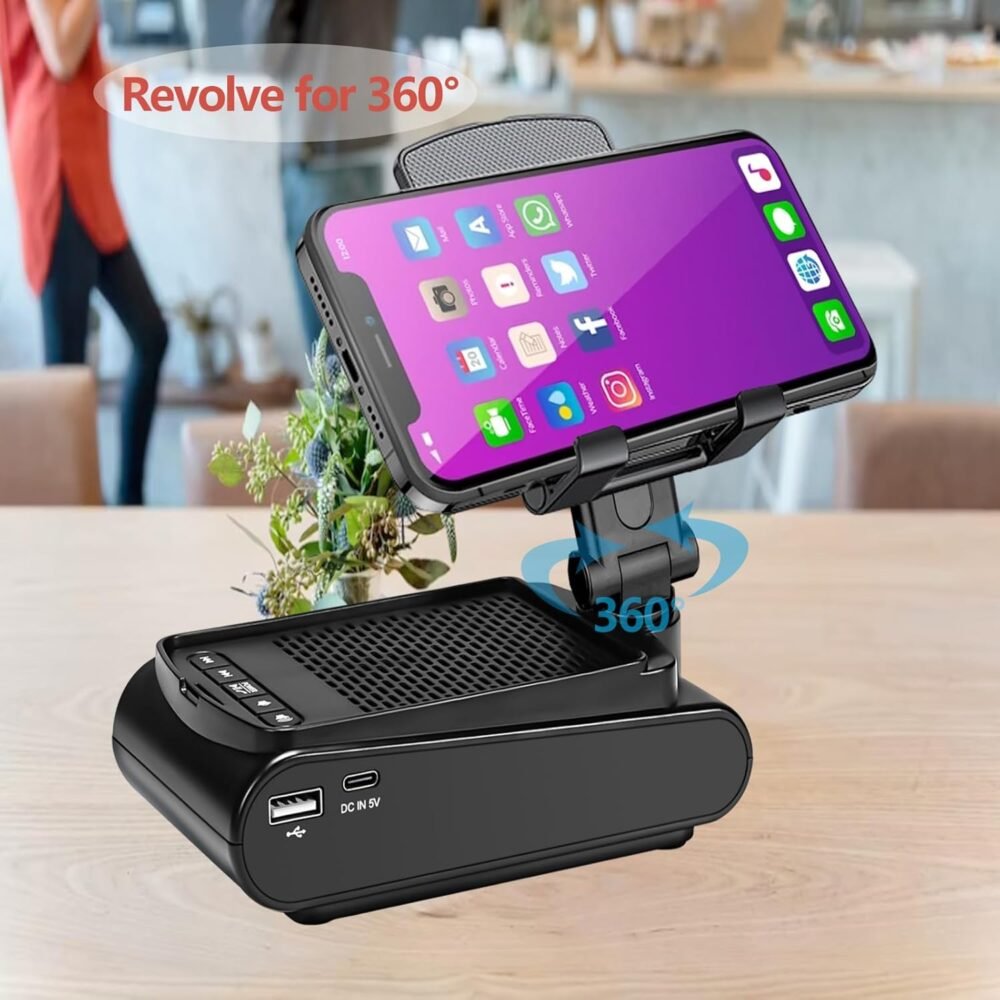 Gifts for Men,Cell Phone Stand with Wireless Bluetooth Speaker HD Surround Sound for Home and Outdoors with Bluetooth Speaker for Desk Compatible with iPhone for ipad,All Smartphones - Image 3