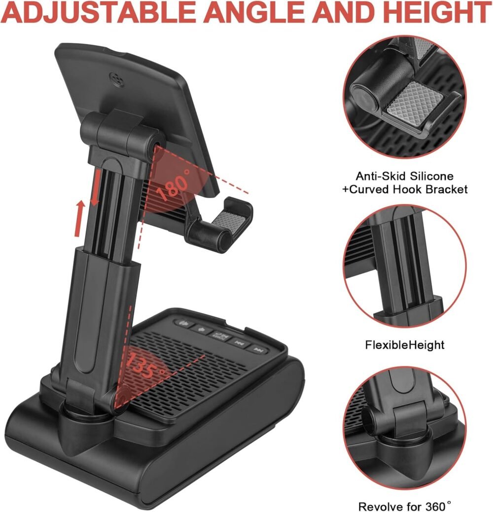Gifts for Men,Cell Phone Stand with Wireless Bluetooth Speaker HD Surround Sound for Home and Outdoors with Bluetooth Speaker for Desk Compatible with iPhone for ipad,All Smartphones - Image 6