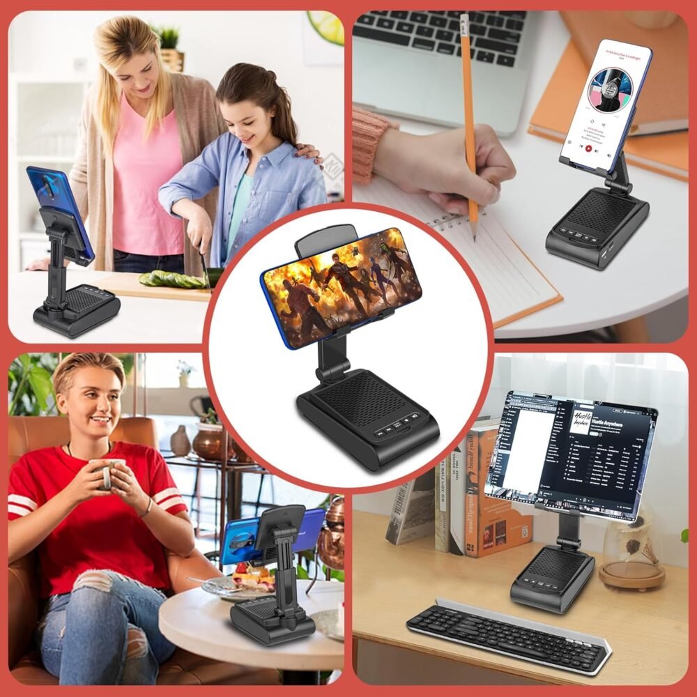 Gifts for Men,Cell Phone Stand with Wireless Bluetooth Speaker HD Surround Sound for Home and Outdoors with Bluetooth Speaker for Desk Compatible with iPhone for ipad,All Smartphones - Image 7