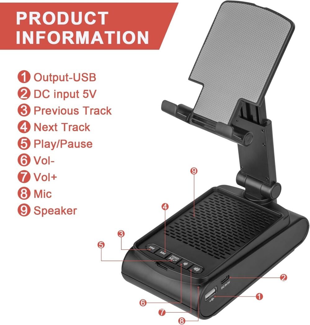 Gifts for Men,Cell Phone Stand with Wireless Bluetooth Speaker HD Surround Sound for Home and Outdoors with Bluetooth Speaker for Desk Compatible with iPhone for ipad,All Smartphones - Image 8