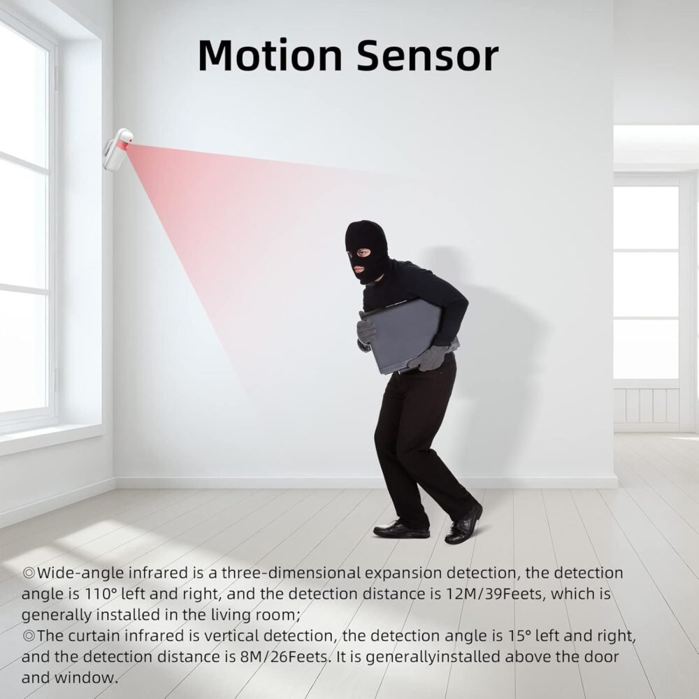 Touch Screen Alarm System for Whole House Security, WiFi Wireless Home Alarm 20 Piece Kit with Siren, PIR Motion Sensor, Remote Controls, Window/Door Sensor,Support SMS Push - Image 5