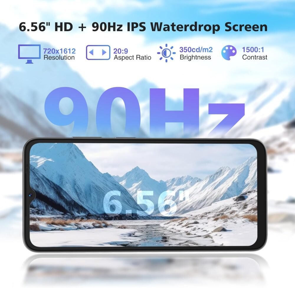 DOOGEE N55 Unlocked Cell Phone(2025), 9GB RAM+128GB ROM/1TB Android Phone, 90Hz+6.56" HD Android 14 Phone, 5150mAh, Octa Core, 13MP+8MP, 4G Dual SIM,Face Unlock,Widevine L1,OTG, T-Mobile(Black) - Image 4