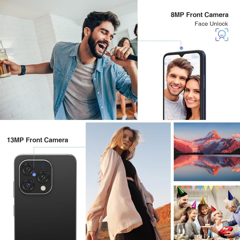 DOOGEE N55 Unlocked Cell Phone(2025), 9GB RAM+128GB ROM/1TB Android Phone, 90Hz+6.56" HD Android 14 Phone, 5150mAh, Octa Core, 13MP+8MP, 4G Dual SIM,Face Unlock,Widevine L1,OTG, T-Mobile(Black) - Image 7