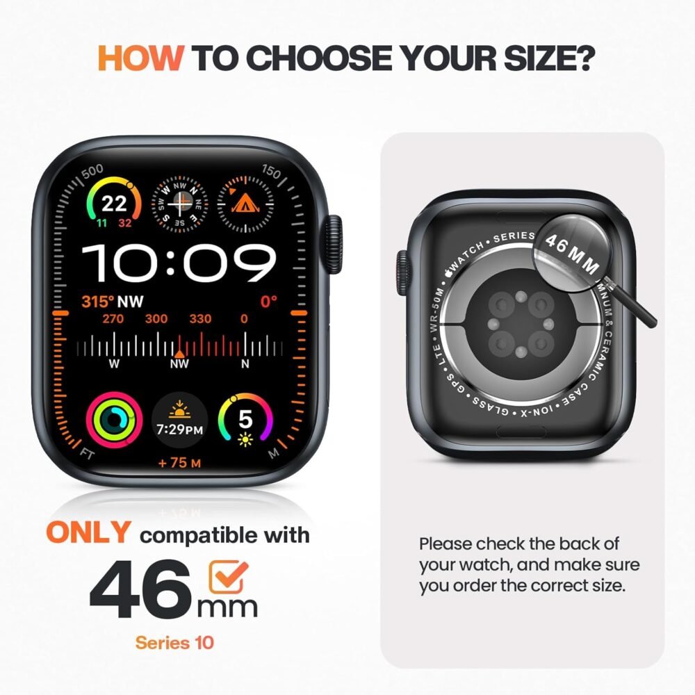 Goton Bling Screen Protector Compatible for Apple Watch Series 10 9 8 7 6 5 4 SE 2 41mm 44mm 40mm 45mm 46mm 42mm Case for Women, Glitter Diamond Rhinestone Face Cover for iWatch Accessories - Image 3