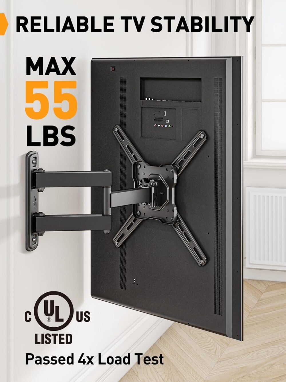 Perlegear Full Motion TV Wall Mount for Most 26–50 Inch TVs, Max VESA 300 x 300mm, TV Monitor Wall Mount Bracket with Rotation, Swivel, Tilt, Extension and Leveling Adjustment, Holds up to 55 lbs - Image 4