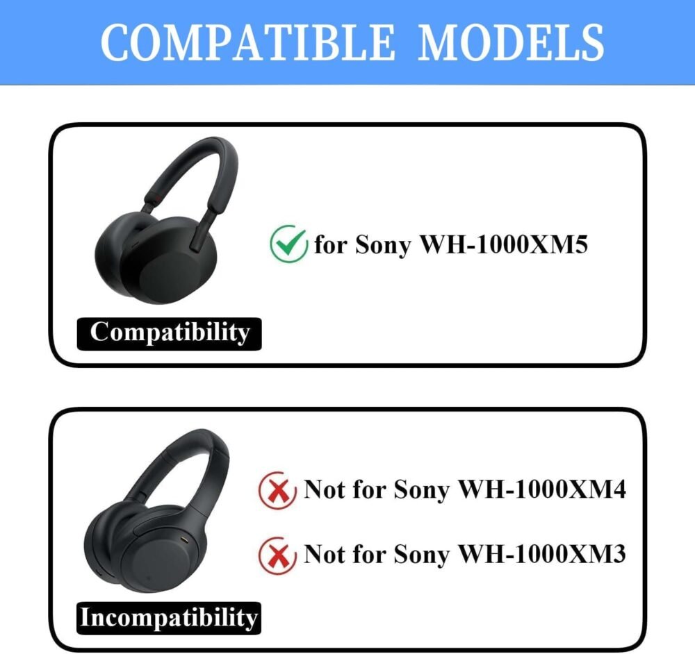 Adhiper Headband Cover for Sony WH-1000XM5,Washable Silincone Headband Protectors Cover Compatible with Sony WH-1000XM5 Headphones(Black) - Image 3