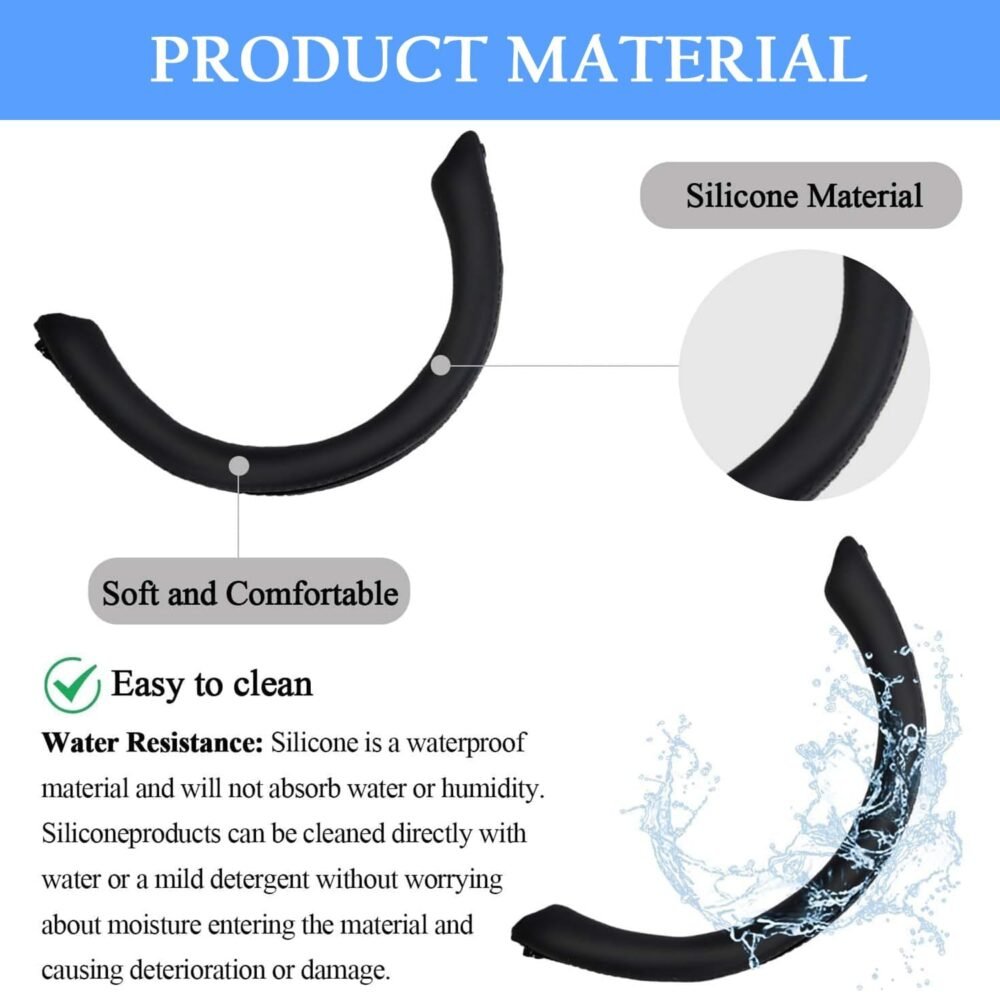 Adhiper Headband Cover for Sony WH-1000XM5,Washable Silincone Headband Protectors Cover Compatible with Sony WH-1000XM5 Headphones(Black) - Image 4