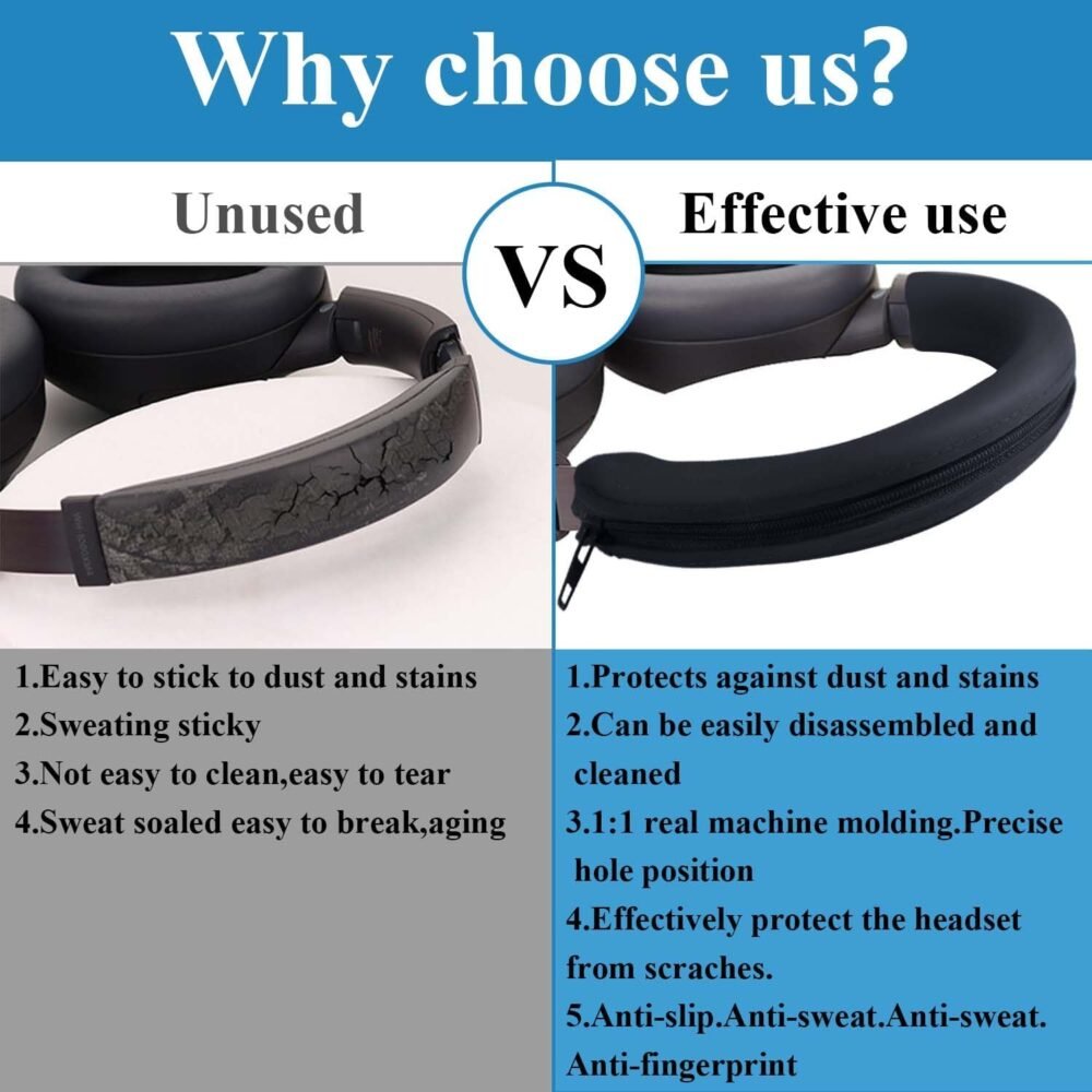 Adhiper Headband Cover for Sony WH-1000XM5,Washable Silincone Headband Protectors Cover Compatible with Sony WH-1000XM5 Headphones(Black) - Image 5