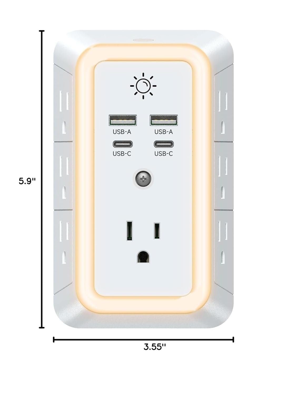 Multi Plug Outlet, USB Wall Charger, Surge Protector, 7 Outlet Extender with 4 USB Charging Ports (2 USB C) 1680J Power Strips Outlets with Night Light, Wall Plug Adapter Spaced for Home Travel Office - Image 8